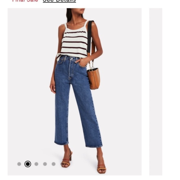 Levi's Premium Ribcage Straight Size 28 Medium Wash. Color is Georgie - Picture 5 of 15